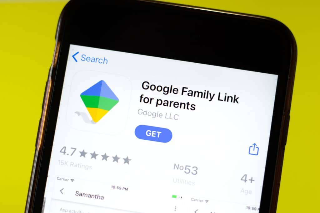 Application Family Link sur smartphone