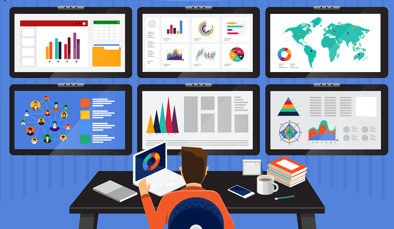 Un employé qui fait de l'analyse de données avec le logiciel Power Query