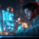 un informaticien sur son ordinateur